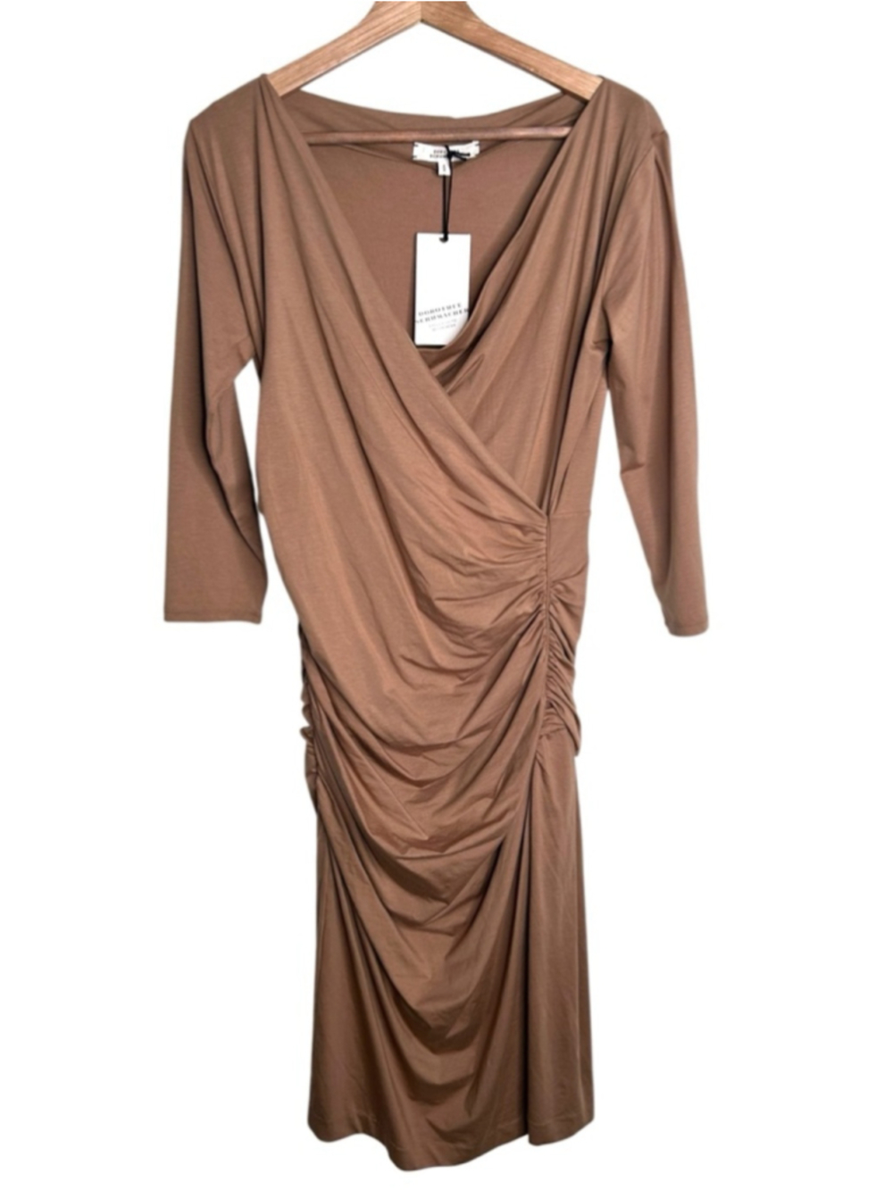 DOROTHEE SCHUMACHER FASCINATING DRAPES SHIRT DRESS Light Mocha Shaping Medium - Picture 4 of 7